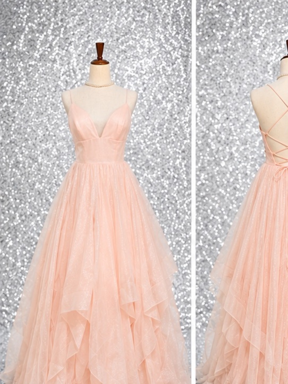 Sherri Hill Pink Tulle Formal Prom Dress Gown with Lace-Up Back Size 10